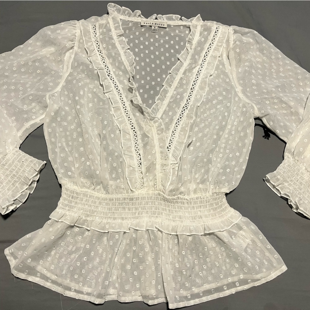 Haute Monde White Textured Blouse